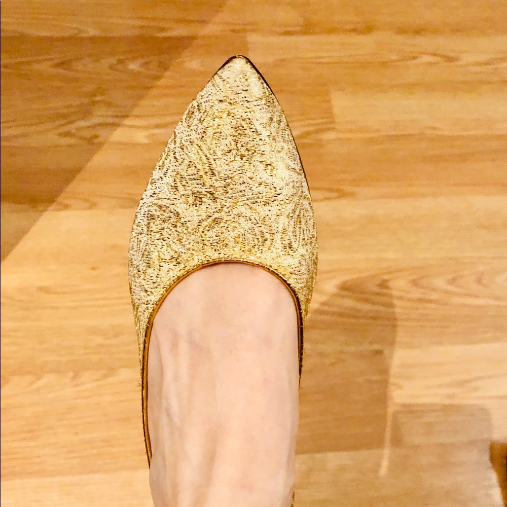 Sparkly Gold Glitter Pointed Toe Flat